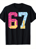 Men's T-Shirt Colorful Sprinkles And Waffle Patterned Number Sixty Seven