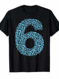Men's T-Shirt Blue Sevens Forming Graphic Number On Black Shirt
