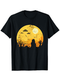 Men's T-Shirt Desert Sunset With Cacti Under Full Moon And Rock Silhouettes