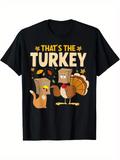 Men's T-Shirt Thats The Turkey Surrounded By Autumn Leaves And Playful Cartoon Turkey