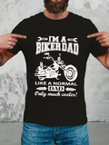 Men's T-Shirt Im A Biker Dad Like A Normal Dad Only Much Cooler With Detailed Classic Chopper Motorcycle Illustration Design