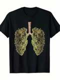 Men's T-Shirt Green Cannabis Bud Lungs Surreal Nature Inspired Lungs Art