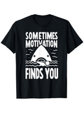 Men's T-Shirt Sometimes Motivation Finds You Shark Under Wavy Waters With Swimmer And Sharp Teeth