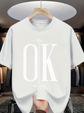 Men's T-Shirt Minimalist Bold Lettering With Subtle Vertical Accent OK
