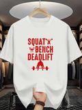 Men's T-Shirt Squat Bench Deadlift Graphic Powerlifting With Strong Fitness Motif Weights