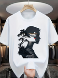 Men's T-Shirt Calm River Reflections With Sunset And Silhouette Of Woman