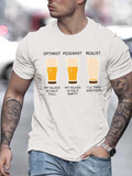 Men's T-Shirt Optimist Pessimist Realist Beer Glasses Three Styles Of Fullness Perspective