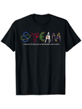 Men's T-Shirt Steam Themed Colorful Science And Art Icons Under Black T Shirt
