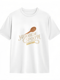 Men's T-Shirt Wooden Spoon Survivor Retro Gold Lettering With Brown Cooking Utensil Spoon