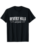 Men's T-Shirt Beverly Hills Los Angeles California Lettering On Classic Soft T Shirt