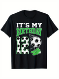 Men's T-Shirt Its My Birthday With Green Sneakers Soccer Ball And Number Twelve