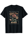 Men's T-Shirt Golden Poppy Seeds Vintage Stamp With Blossoming Orange Flowers