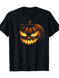 Men's T-Shirt Glowing Orange Evil Face Jack O Lantern Pumpkin