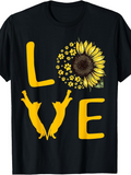 Men's T-Shirt Love With Sunflower And Playful Cats Graphic Design