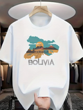 Men's T-Shirt Golden Sunrise Landscape With Lake View Under Cloud Bolivia