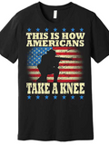 Men's T-Shirt This Is How Americans Take A Knee Soldier Silhouette Against United States Flag Background