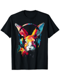 Men's T-Shirt Vivid Neon Colors With Headphones On Playful Rabbit