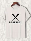 Men's T-Shirt Bold Text With Graphic Illustration Of Two Black Sports Baseball Bats