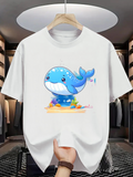 Men's T-Shirt Playful Cartoon Whale Swimming Among Colorful Ocean Coral Whale