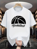 Men's T-Shirt Basketball Graphic Under Curved Retro Black Lines Basketball
