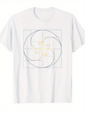 Men's T-Shirt Geometric Curves Interlocking Lines And Subtle Minimalist Grid Pattern