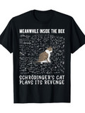 Men's T-Shirt Meanwhile Inside The Box With Physics Scribbles Surrounding A Tabby Cat