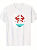 Men's T-Shirt Bright Waves With A Red Crab Standing Over Blue Water Crab
