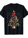 Men's T-Shirt Colorful Christmas Lights Surrounding Sewing Machines In Festive Tree Shape