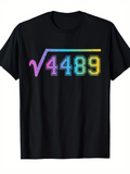 Men's T-Shirt Colorful Mathematical Equation Symbols With Neon Gradient Numbers Design