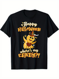 Men's T-Shirt Happy Halloween Where Is My Candy Playful Ghost With Pumpkin