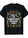 Men's T-Shirt This Is My Christmas Pajama Shirt With Gingerbread Candy Trees And Festive Icons