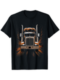 Men's T-Shirt Fiery Motion With Blazing Lights And Powerful Front Facing Truck