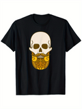 Men's T-Shirt Ornate Golden Pattern Surrounding An Artistic Human Skull