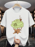 Men's T-Shirt Charming Treehouse With Leafy Canopy And Cozy Wooden Tree