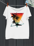 Men's T-Shirt Vibrant Sunset Gradient With Palm Silhouettes In A Tropical Summer Landscape