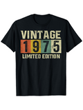 Men's T-Shirt Vintage 1975 Limited Edition Retro Color Block Birthday T Shirt