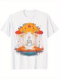 Men's T-Shirt Radiant Lotus Flowers Floating With Peaceful Meditating Buddha Figure
