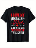 Men's T-Shirt I Love My Amazing Wife With Red Hearts And Arrow Design T Shirt