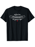 Men's T-Shirt Just Married Fifty Years Ago With Heart Banner On Black T Shirt