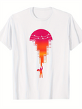 Men's T-Shirt Vivid City Silhouette With Dramatic Sunset Behind Tall Buildings
