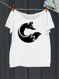 Men's T-Shirt Minimalist Curved Silhouette In Monochrome Artistic Black Fox Design