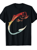 Men's T-Shirt Retro Style Gradient Colors Curved Swimming Fierce Striped Fish