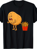 Men's T-Shirt Funny Crying Potato Beside French Fries Cartoon Potato