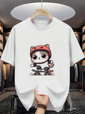 Men's T-Shirt Adorable Cat Wearing Red Helmet Riding A Skateboard