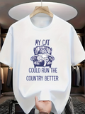 Men's T-Shirt My Cat Relaxing On Striped Armchair With Playful Humorous Ruling Expression Cat