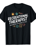 Men's T-Shirt Recreational Therapist Playful Symbols Underhandwritten Motivational Words Black Shirt