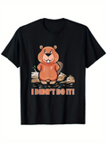 Men's T-Shirt I Didnt Do It Adorable Brown Beaver Standing Among Broken Tree Trunks Cartoon