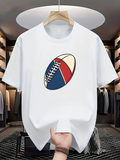 Men's T-Shirt Vintage Color Blocked Rugby Ball Graphic Football