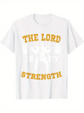 Men's T-Shirt The Lord Strength Bold Yellow Letters Of Faithful Message T Shirt