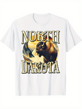 Men's T-Shirt North Dakota Wide Plains With Grazing Bison Under Blue Skies